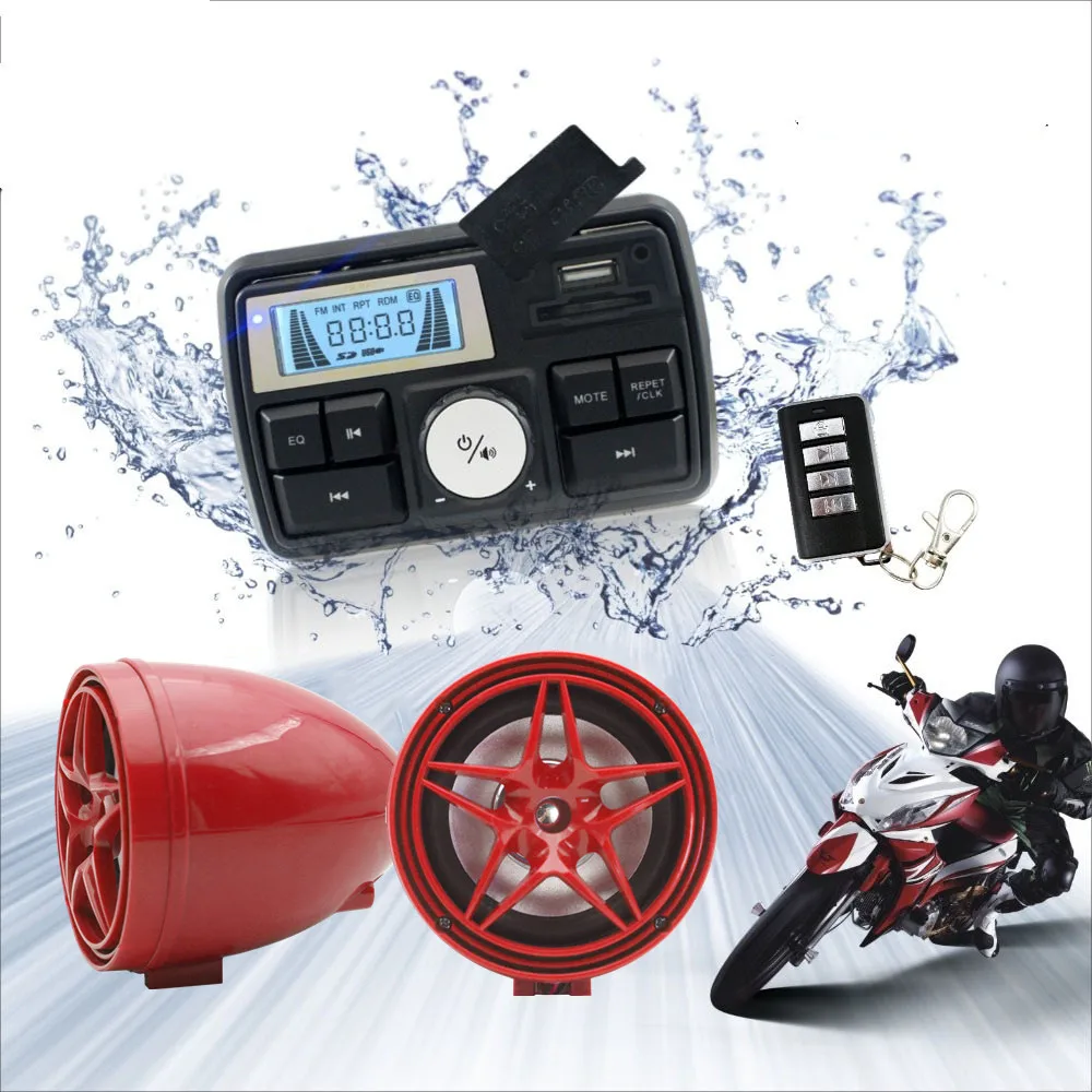 12V 3Inch Motorcycle ATV UTV Golf Cart Waterproof Anti-Theft Bluetooth Speaker USB TF U Disk FM Radio Stereo System