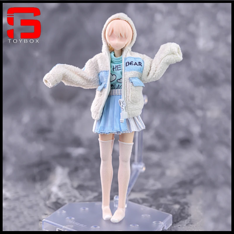

HASUKI CS004 1/12 женская зимняя куртка из овечьей шерсти, футболка, плиссированная юбка, комплект одежды, модель, подходит для 6 дюймов, фигурка солдата