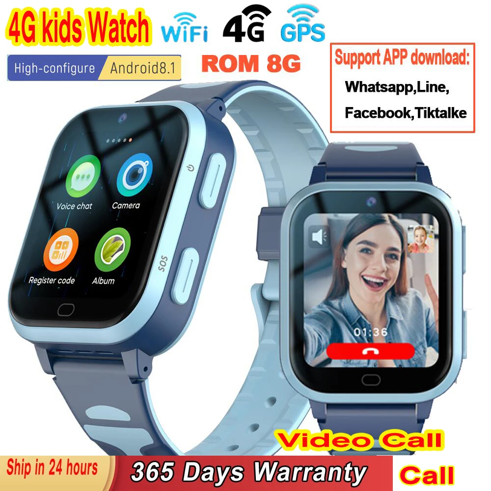 어린이 스마트 워치 GPS WIFI SOS 영상 통화 전화, 안드로이드 워치, 어린이 A73E 스마트워치, 통화 백 모니터, 알람 시계, 8GB ROM, 4G