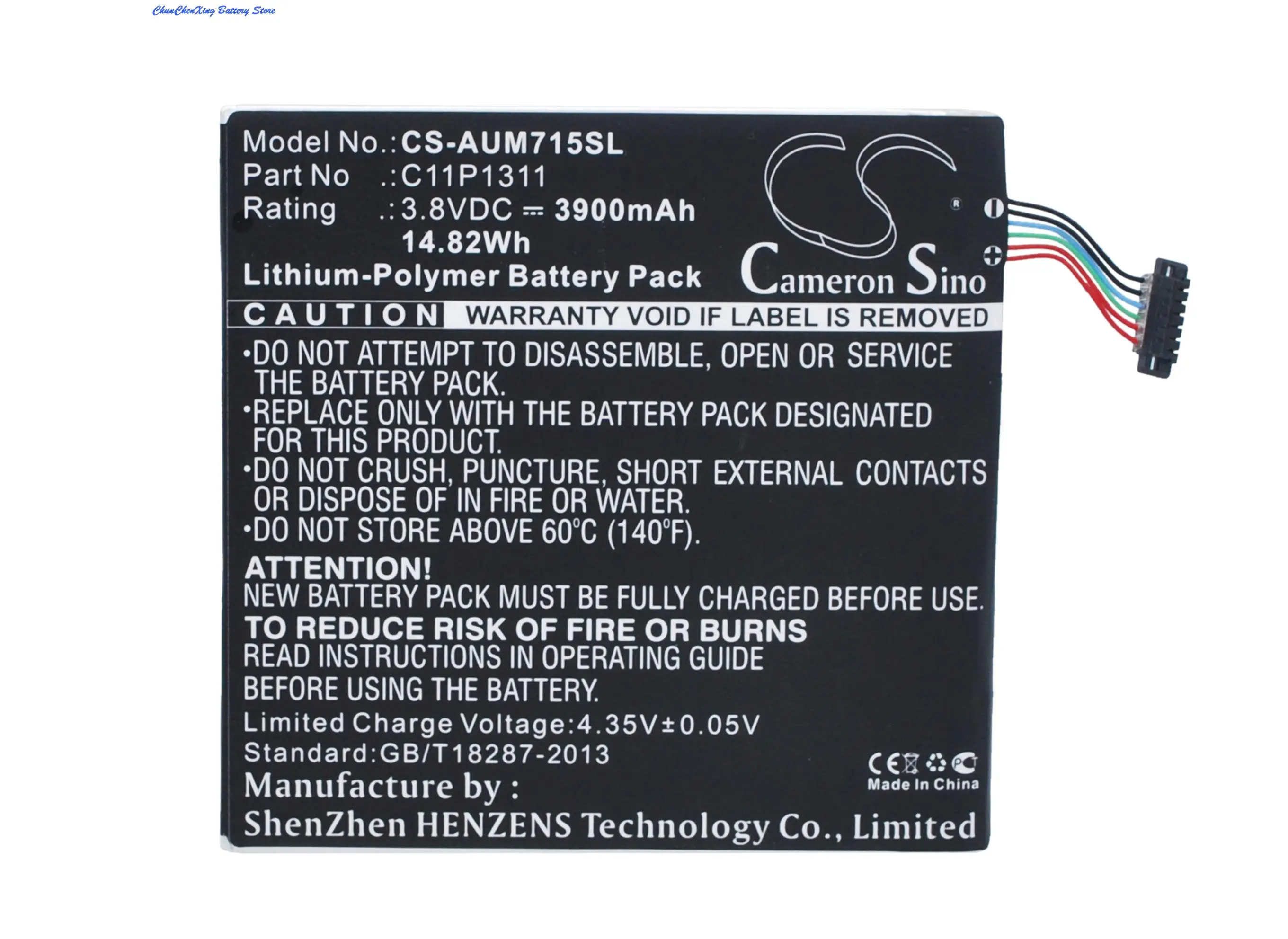 Аккумулятор OrangeYu C11P1311 емкостью 3900 мАч для Asus K00S, K00Z, ME175CG, ME175KG, ME715, MeMO Pad HD 7