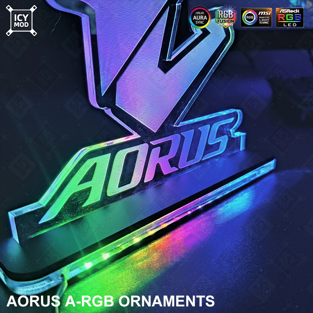 AORUS Figure Chassis Decoration PC LED Rainbow Lighting MOD Acrylic Lighting Panel 5V3Pin GIGABYTE pc cooler decoration