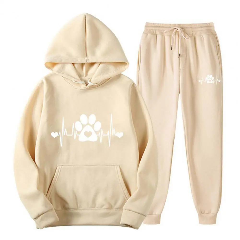 Men Fitness Clothing Stylish Unisex Hoodie Pants Set Printed Loose Fit Elastic Waist Fall/winter Tracksuit for Women Men Unsiex