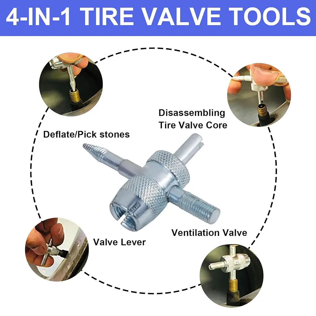 Quick Change Tire Valve Tool Kit Valve Stem Tire Valve Stem for TR413 Valve Replacement and Installation Tool Kit Car Motorcycle