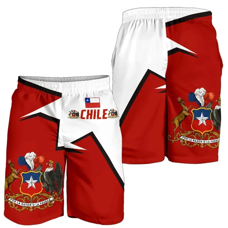 Hot Sale 3d Print Chile Flag Beach Shorts Men Summer Quick Dry Surf Board Shorts Gym Sports Swim Trunks Street Short Pants 3
