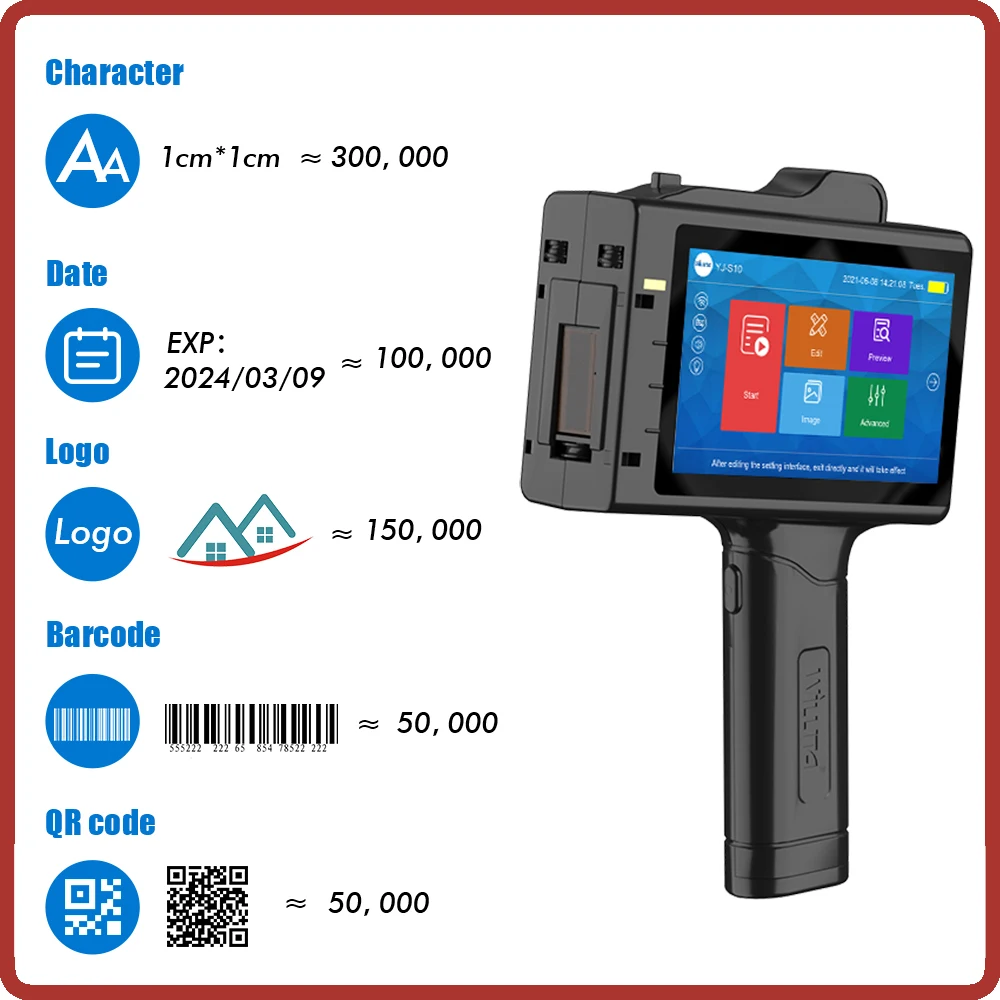 Portable Handheld Inkjet Printer 25.4mm Print Gun Expire Date Serial Number Code Logo Coding Machine Business inkjet printer