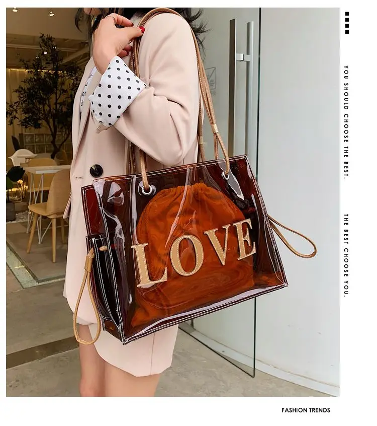 Stylish Transparent Tote for Women, Versatile PVC Shoulder Bag with Roomy Space_voghion.com