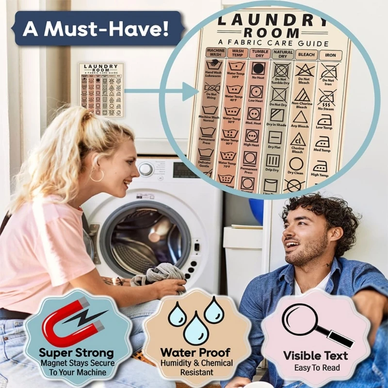 Laundry Symbols Guide Magnet Laundry Magnets for Washing Machine Instructions