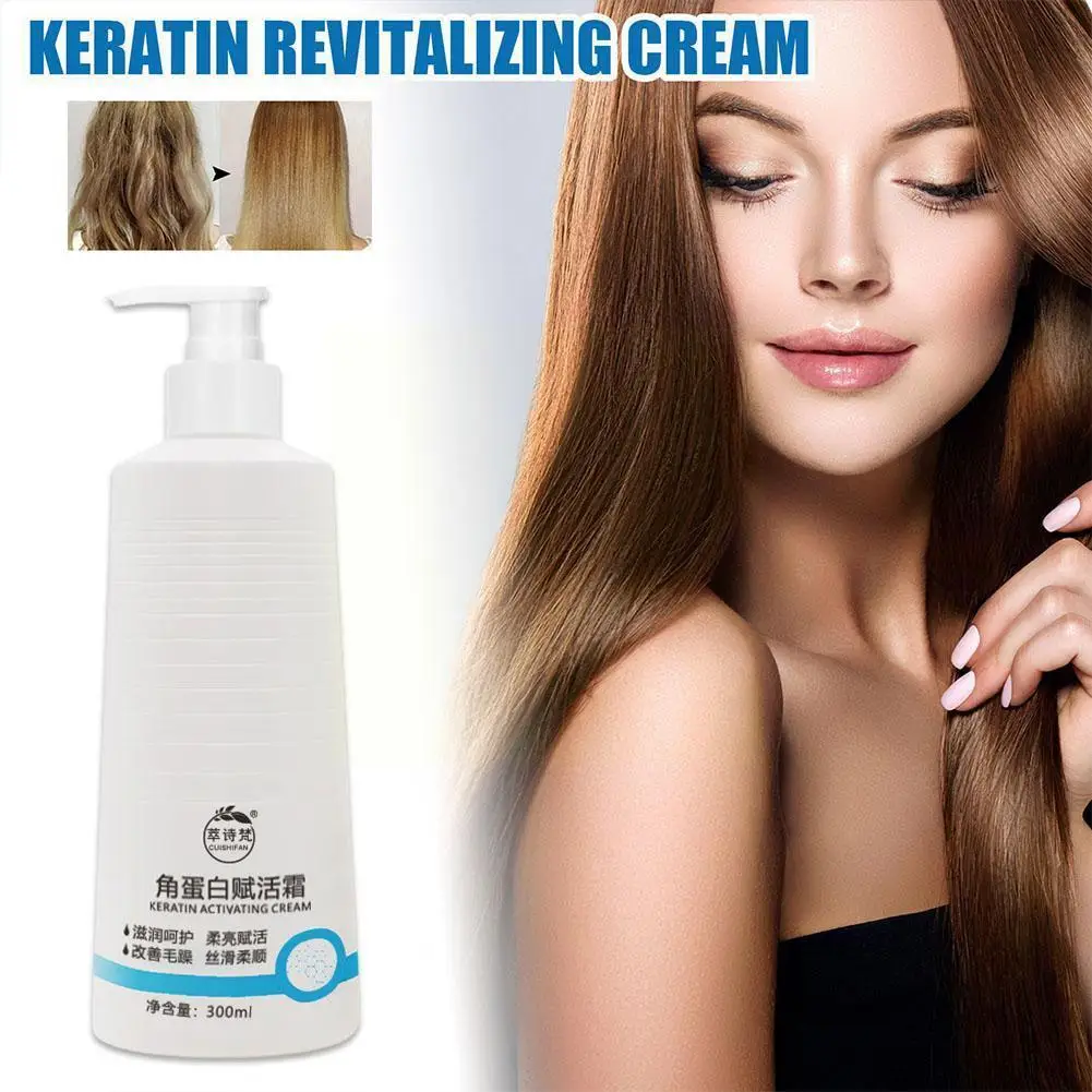 

300ml Keratin Conditioner Deep Cleansing Moisturizer Keratin Revitalizing Cream Conditioner For Damaged Dry Hair & Split En K5F5