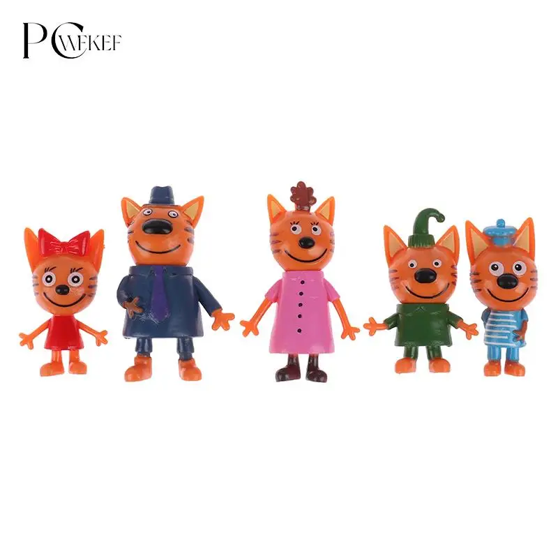 

5x Three Little Kittens Action Figure Toys Russian Cartoon Anime Mini Happy Cats