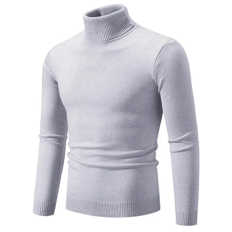 Men's High Neck Sweater  Pullover Knitted Warm Casual Turtleneck Sweatwear  Mens Tops 3