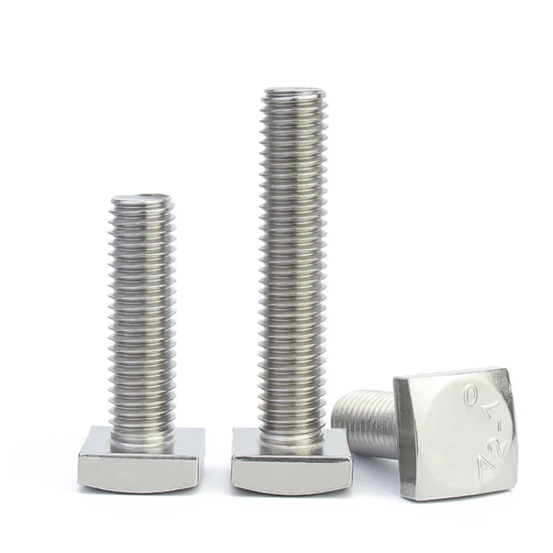Threaded Rod Bolt Stainless Steel Screw Stainless Steel Screws GB35 M4 M5 M6 M8 M10 M12 Square Head Bolt 304 Stainless Steel Full Thread Square Head Bolt Length 8mm~100mm