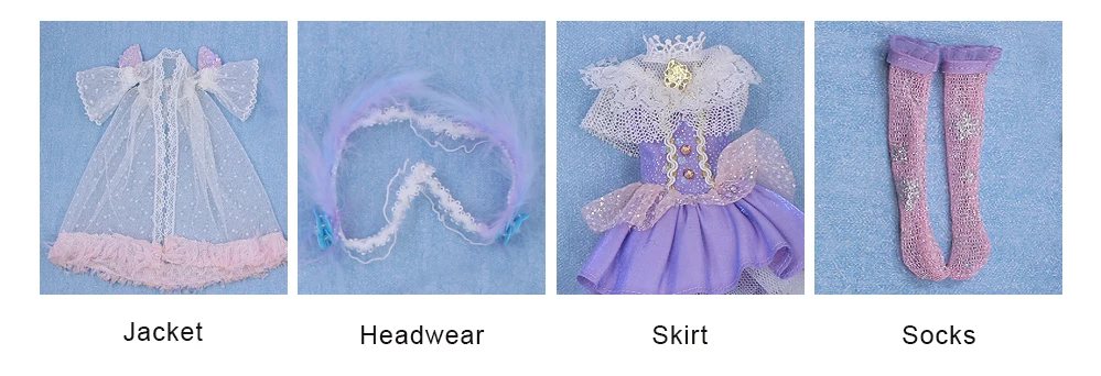 Neo Blythe Doll Classic Net Dress with Headband & Stockings 6