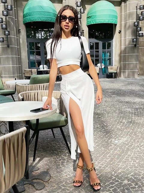 Summer Striped 2 Piece Shorts Sets Women Sexy One Shoulder Crop Top and Mini  Shorts Black White Club Outfits Party Wear Clothes - AliExpress