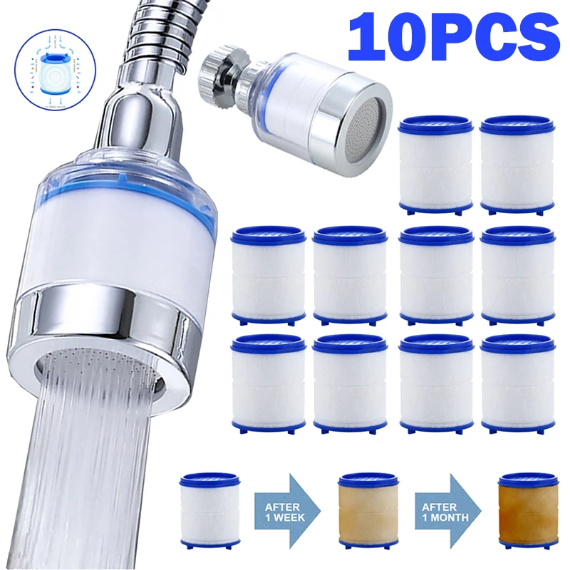 6 Filtros De Algodón PP Para Cabezal De Ducha - Eliminan Cloro, Sedimentos, Protegen Piel Y Cabello (9.5x2 Cm)