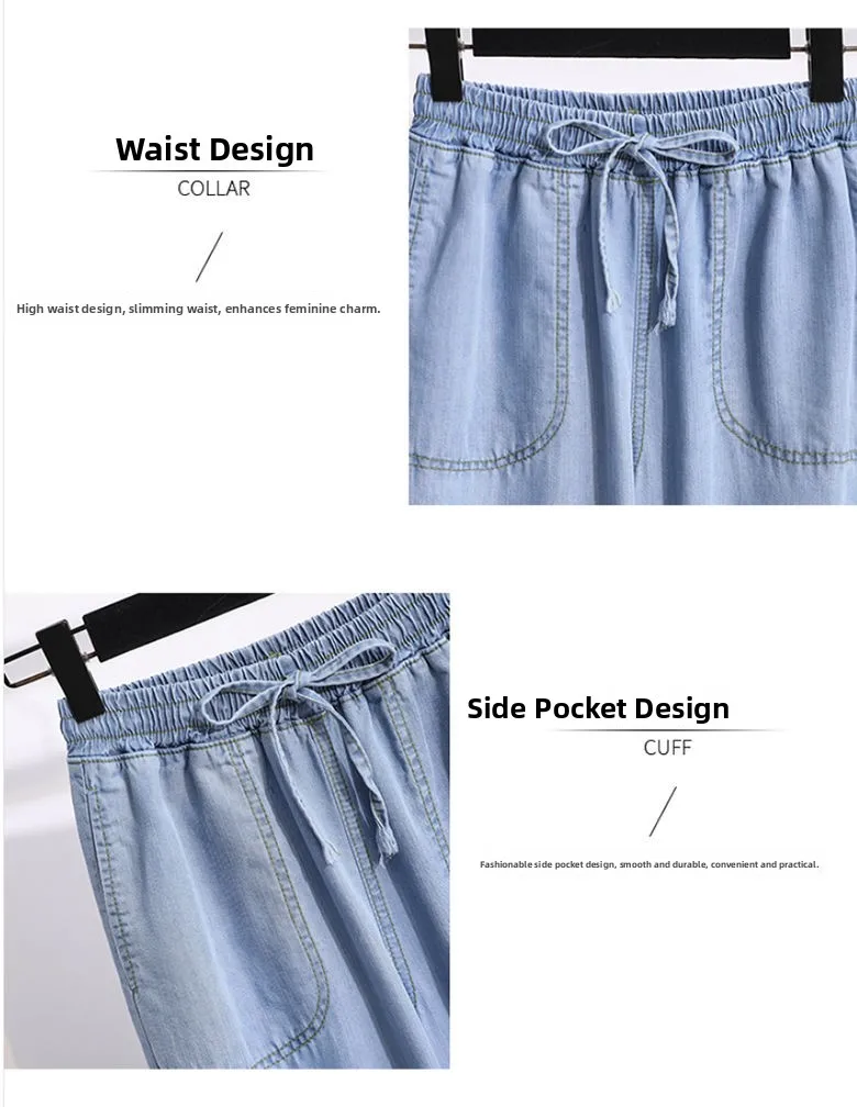 Ice Silk Straight Leg Jeans Women's Spring Summer Loose Fit Ultra Thin Long Pants Wide Leg Casual High Waist Zipper ket