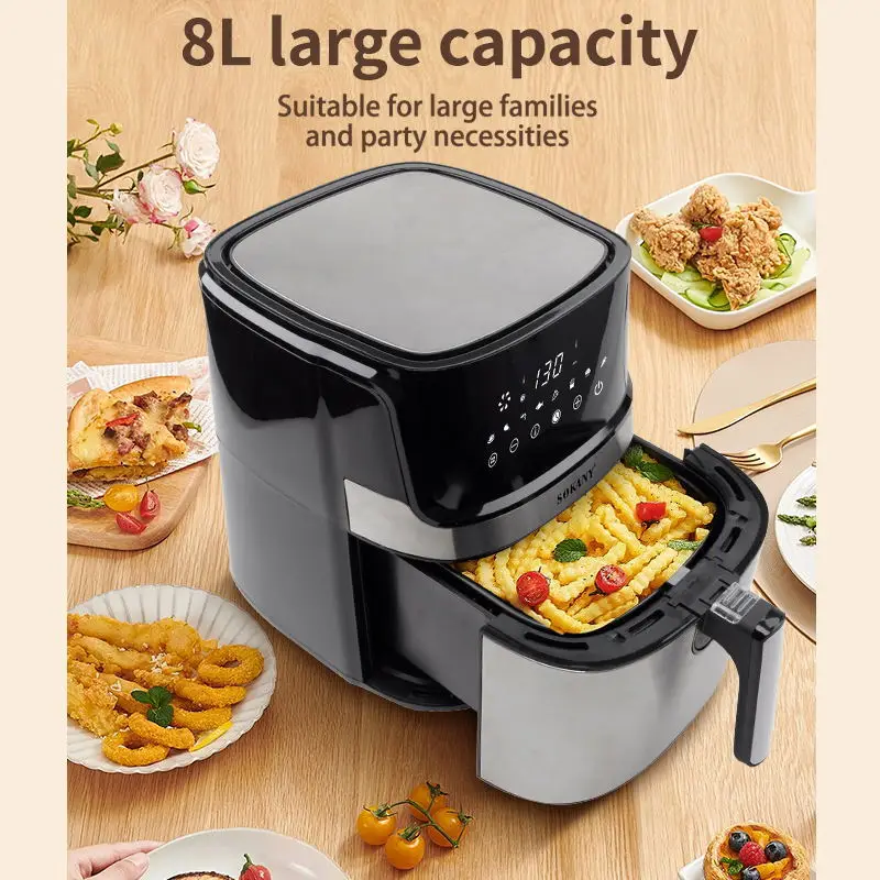 8L Electric Air Fryers Oil-Free Wifi Connection Automatic Household Kitchen 360°baking Convection Oven Deep Fryer for Easy Meals 2