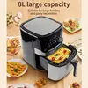 8L Electric Air Fryers Oil-Free Wifi Connection Automatic Household Kitchen 360°baking Convection Oven Deep Fryer for Easy Meals 2