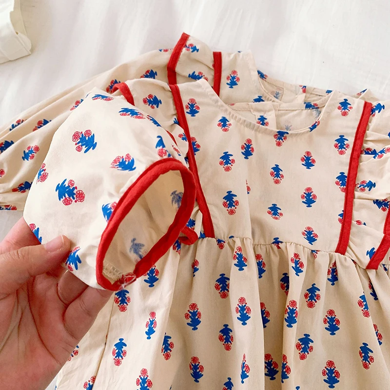 Girls Long Sleeved Floral Baby Bodysuit Dress