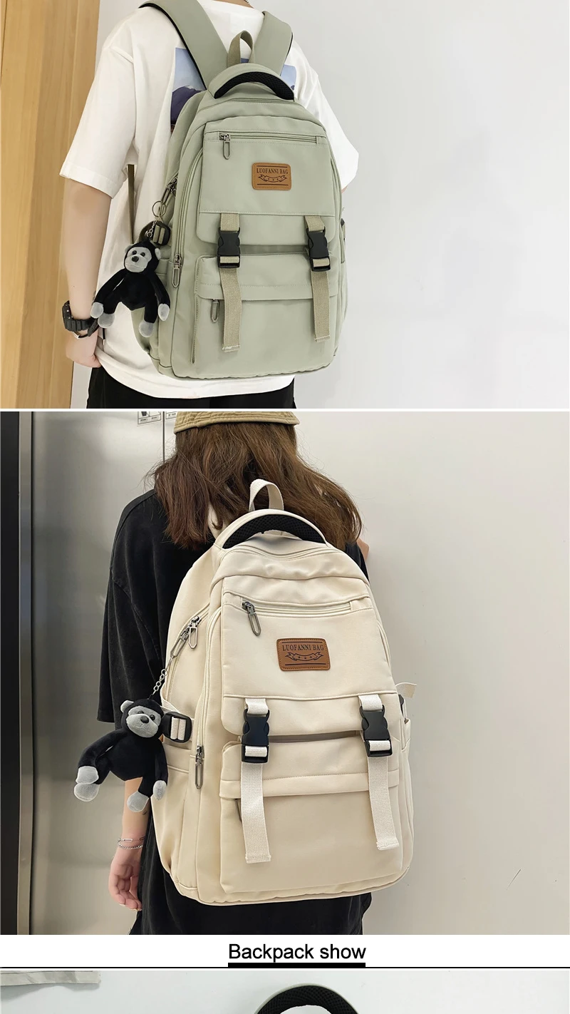 Korean new nylon Women's Backpack large-capacity fashion travel bag ULzzang Harajuku couple Schoolbag Y2K Backpack for Teenager