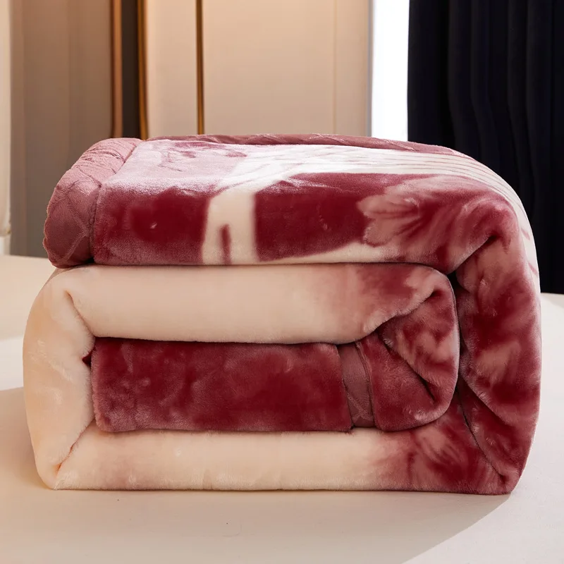 Soft Warm Weighted Blankets For Beds Winter Double Layers Fluffy Faux Fur Mink Throw Thicken Fleece Quilts Blankets