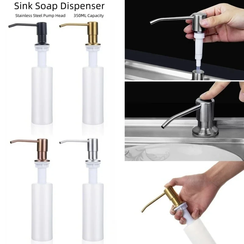 350ml Stainless Steel Sink Soap Dispenser Liquid Soap Bottle Manually Pressing Lotion Dispenser Kitchen Accessories Funnel soap dispenser soap pump