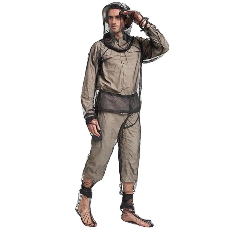 

Tick Proof Clothing Jacket Hood Pants Mitts Socks Sets 4 Pieces Mesh Clothing For Men And Women Fishing Hiking Camping Farming