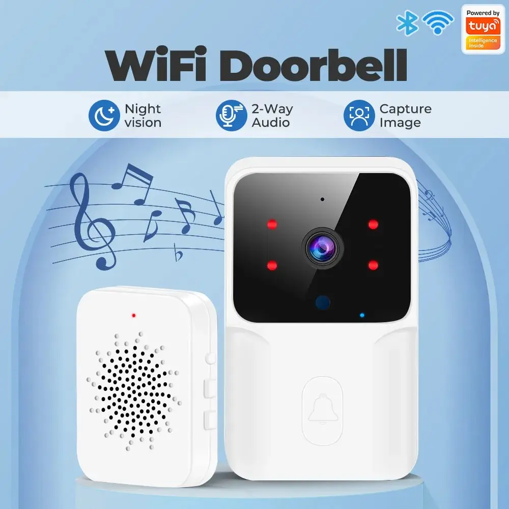 Tuya Video Doorbell Wireless HD Camera PIR Motion Detection IR Alarm Security Door Bell WiFi