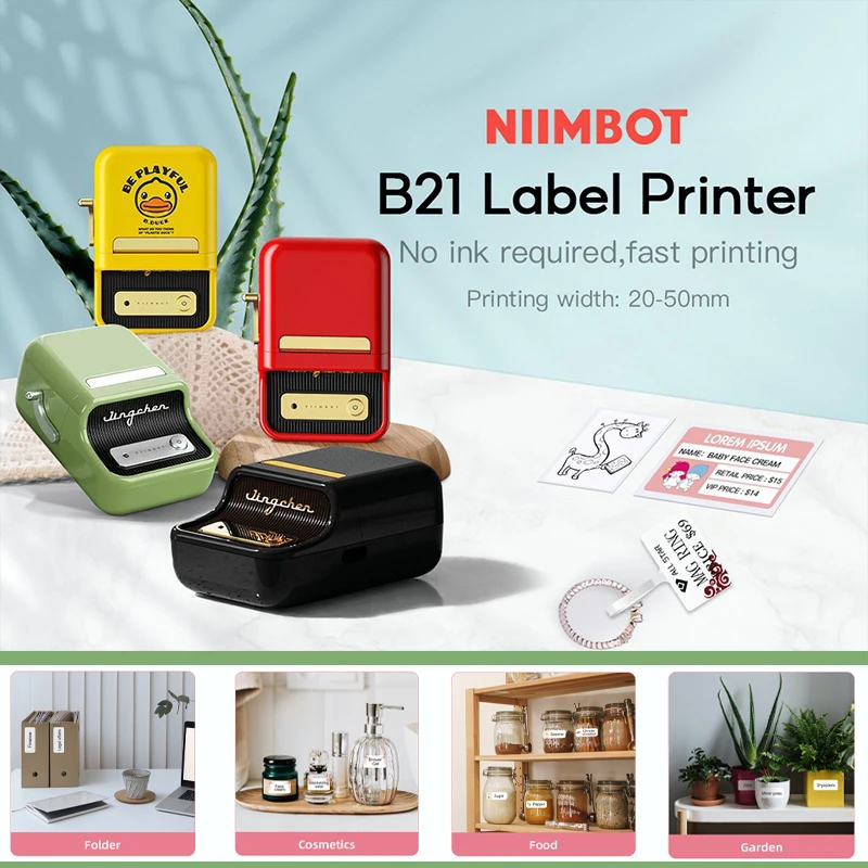 

Беспроводной принтер для этикеток Niimbot B21, портативный карманный принтер для стикеров, Bluetooth Термопринтер для штрих-кодов, используется в офисе