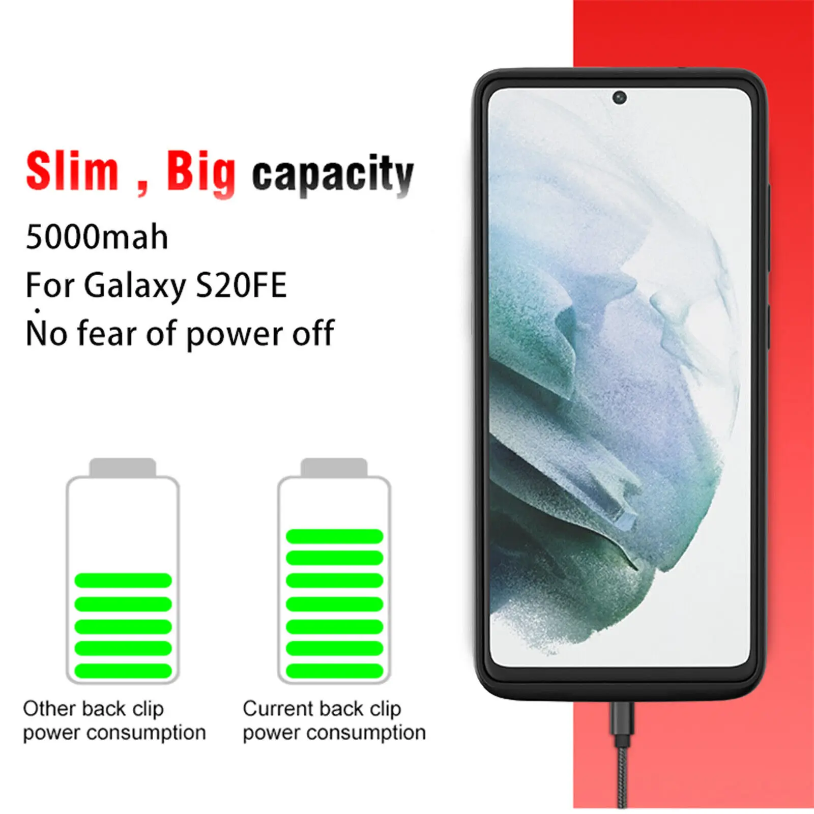 Power Bank For Samsung S8 S9 S10 S20 S21 FE S22 S23 Note 20 8 9 10 Plus Ultra External Battery Case Portable power bank cell phone chargers
