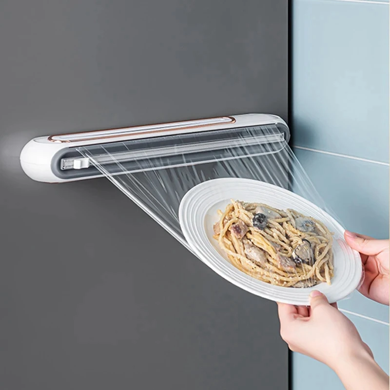 Cling Film Cutter Magnetic Wall-Mounted Cutting Box Kitchen Supplies