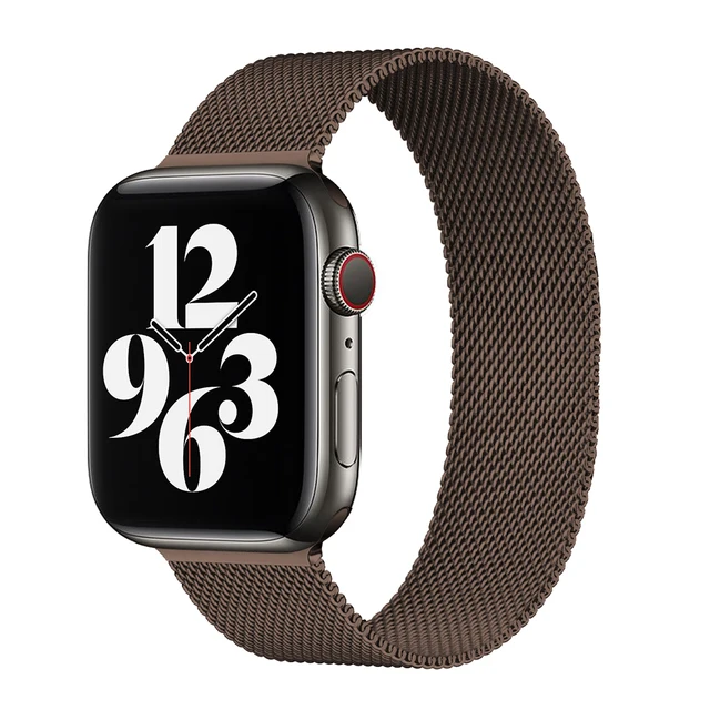 Metal Strap Milanes loop apple watch band 44mm 45mm 41mm 42mm 40mm 38mm magnetic stainless steel correa bracelet iwatch se 73456 Browm