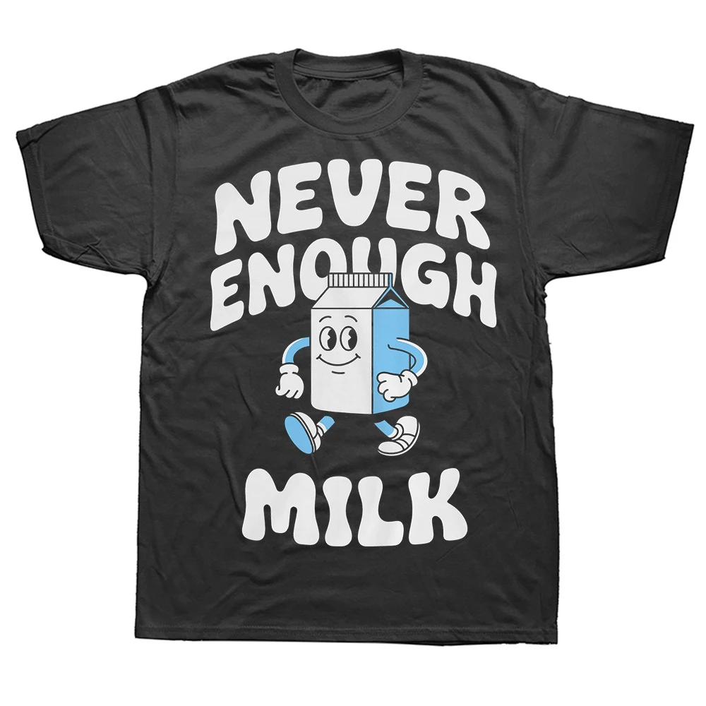 Lustiges Milch-Grafik-T-Shirt aus 100 % Baumwolle für Herren und Damen, modisches bedrucktes T-Shirt, locker, übergroß, Streetwear, Hip-Hop, Unisex-T-Shirt