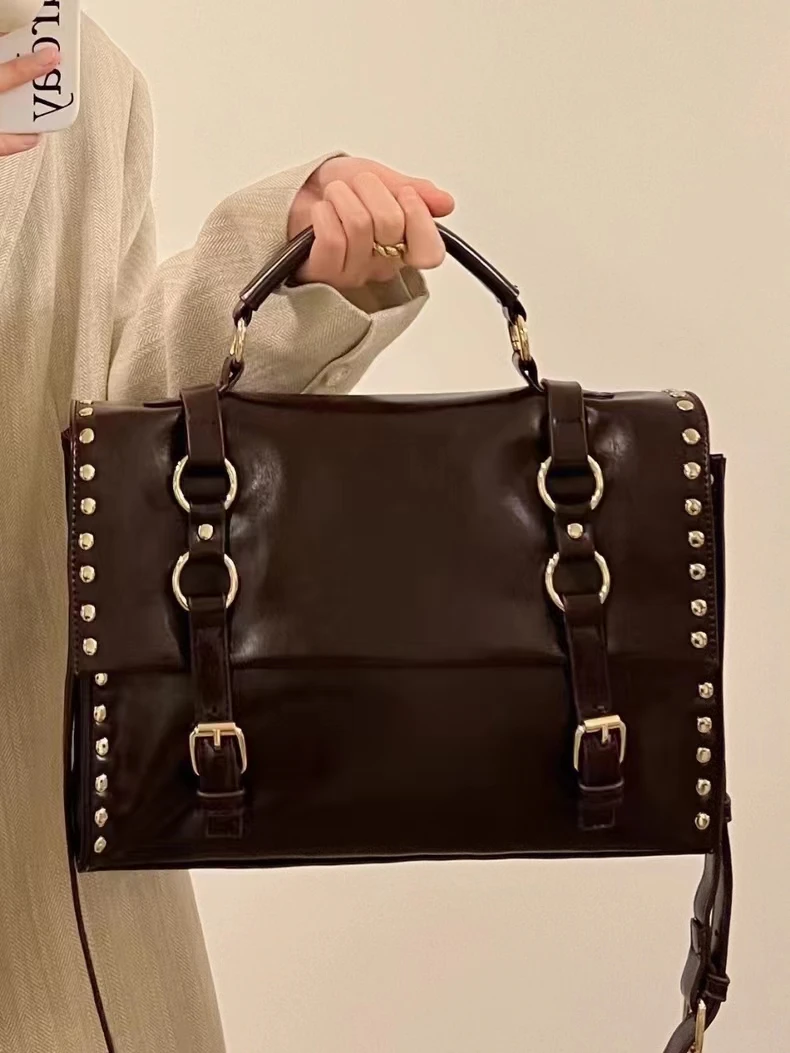 High Grade Women Man Fold Over Huge Capacity Campus Laptop Satchel Shoulder Purse Messenger Crossbody Bag