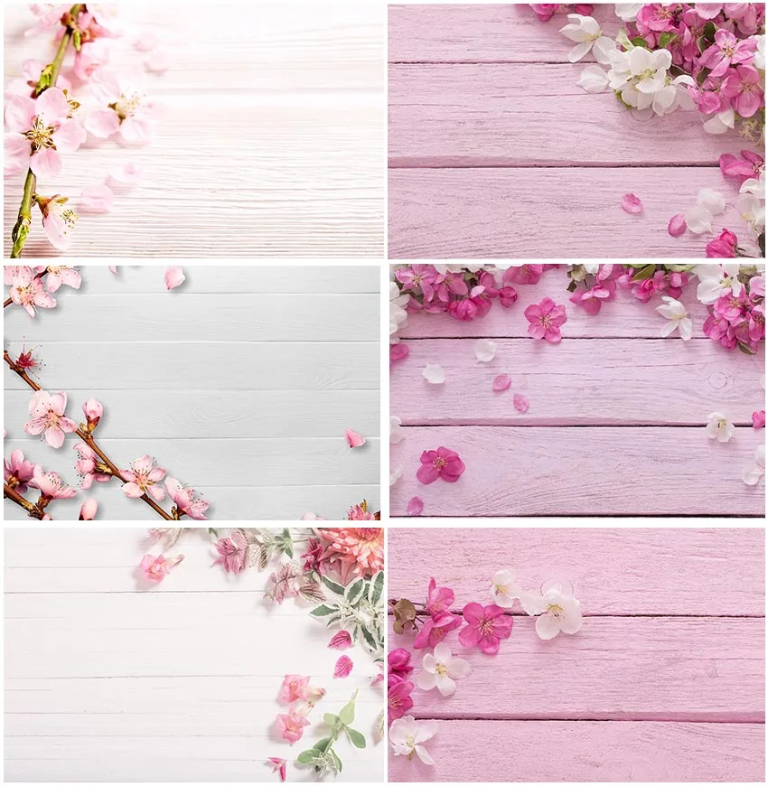 

Фон для фотосъемки с изображением деревянных досок и цветов