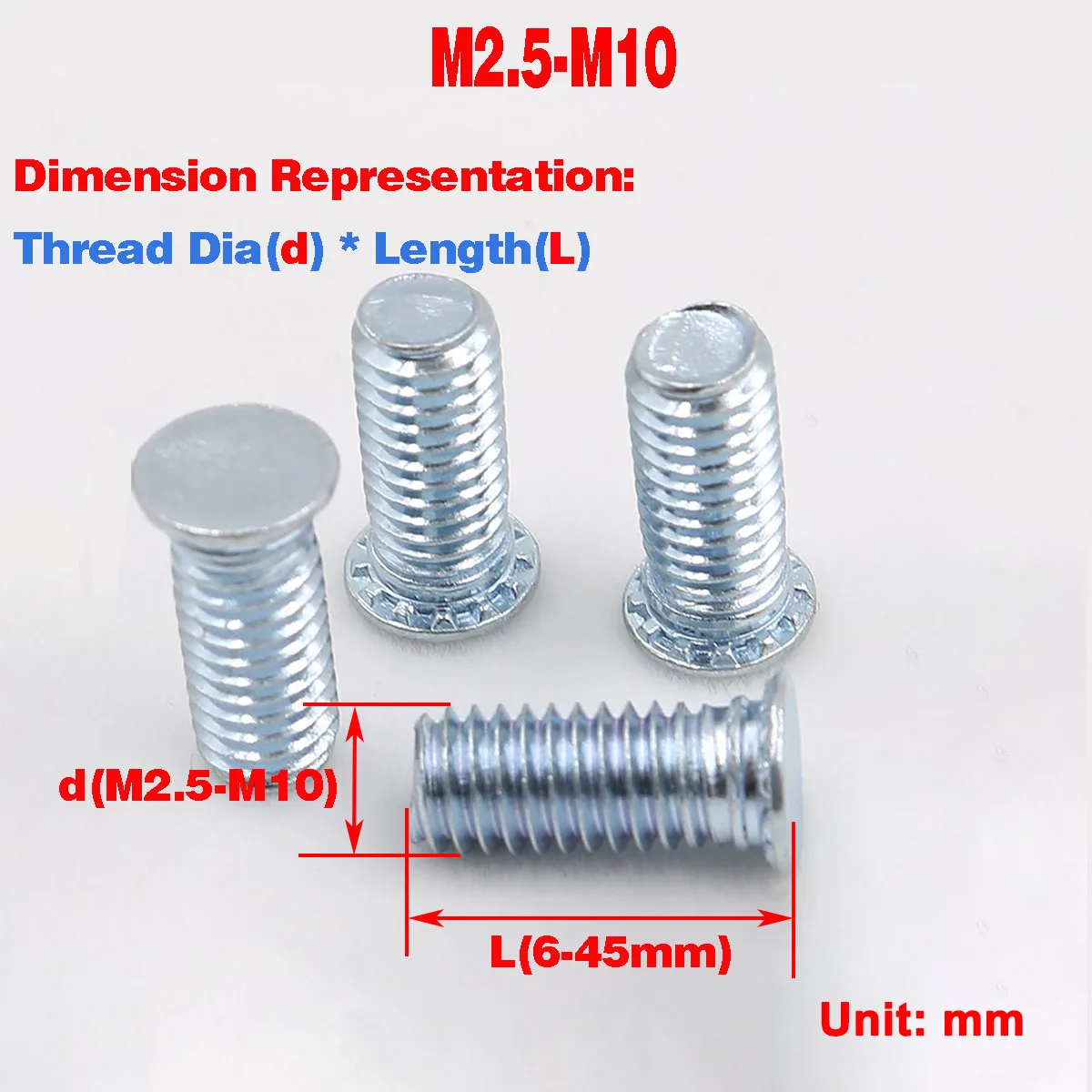 Description Picture 2 of itemEnvironmental Protection Galvanized Pressure Riveting Screw Bolts / Pressure Plate Nail Pressure Riveting Parts M2.5-M10