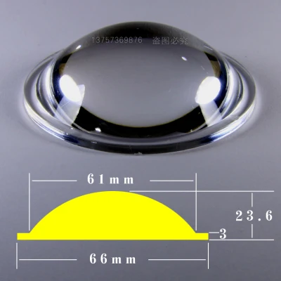 

50pcs/lots 66mm Acrylic Plano-convex Lens Transparent surface LED Flashlight photics Glass Lighting