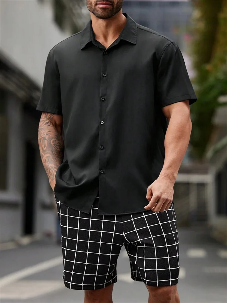 Summer Men's Short Sleeve Shirt And Beach Shorts Set Outdoor Street Men's Fashion Shorts Leopard Print Men's Short Sleeve Shirt 4