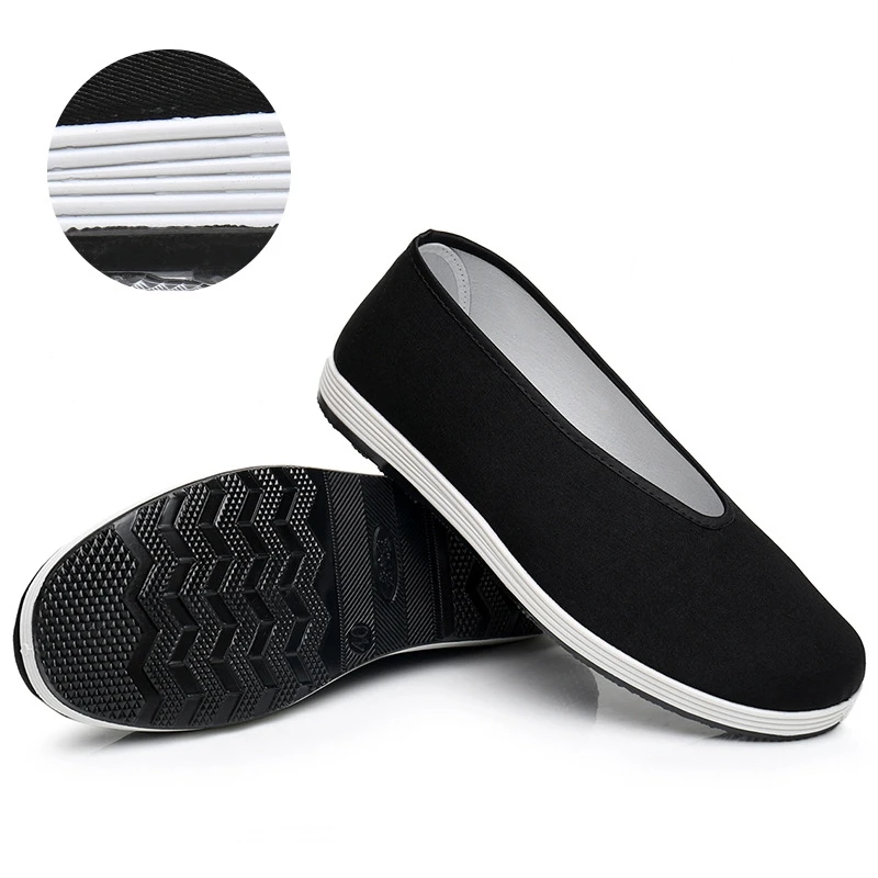 Top Quality Black Cotton Shoes Vintage Chinese Kung Fu shoes Wing Chun Tai Chi Slipper Martial Art Pure Cotton Shoes 2