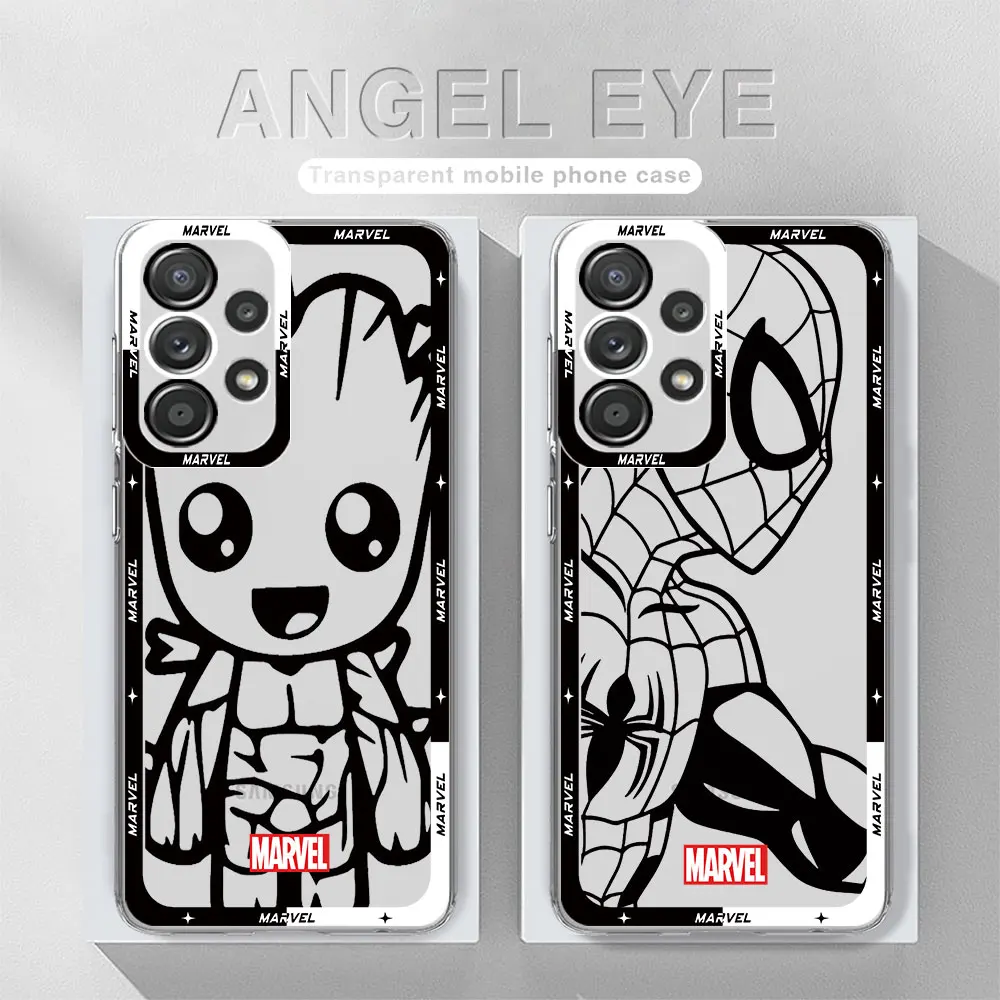Чехол для Samsung Galaxy A54, A14, A52, A53, A12, A13, A34, A23, A33, A50, A21s, чехол с ангельским глазом, чехол для телефона Marvel Groot, паук, Железный человек, студия