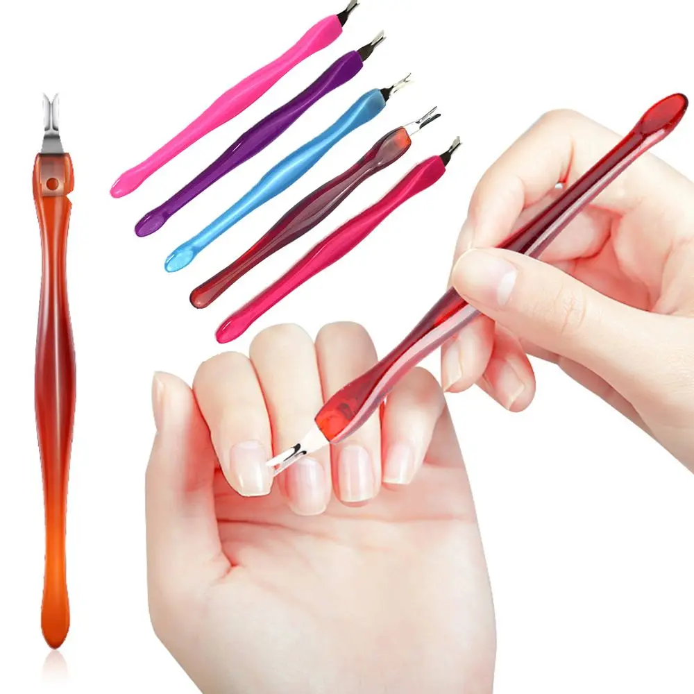 Stainless Steel Pedicure Manicure Nail Art Cuticle Remover Dead Skin Fork Nail Cuticle Pusher Polish Removal