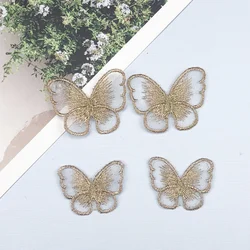 Vibrant Gold Thread Embroidered Butterfly Patches - Set of 10 in 14 Colors for Garment Embellishment (Coffee gold)