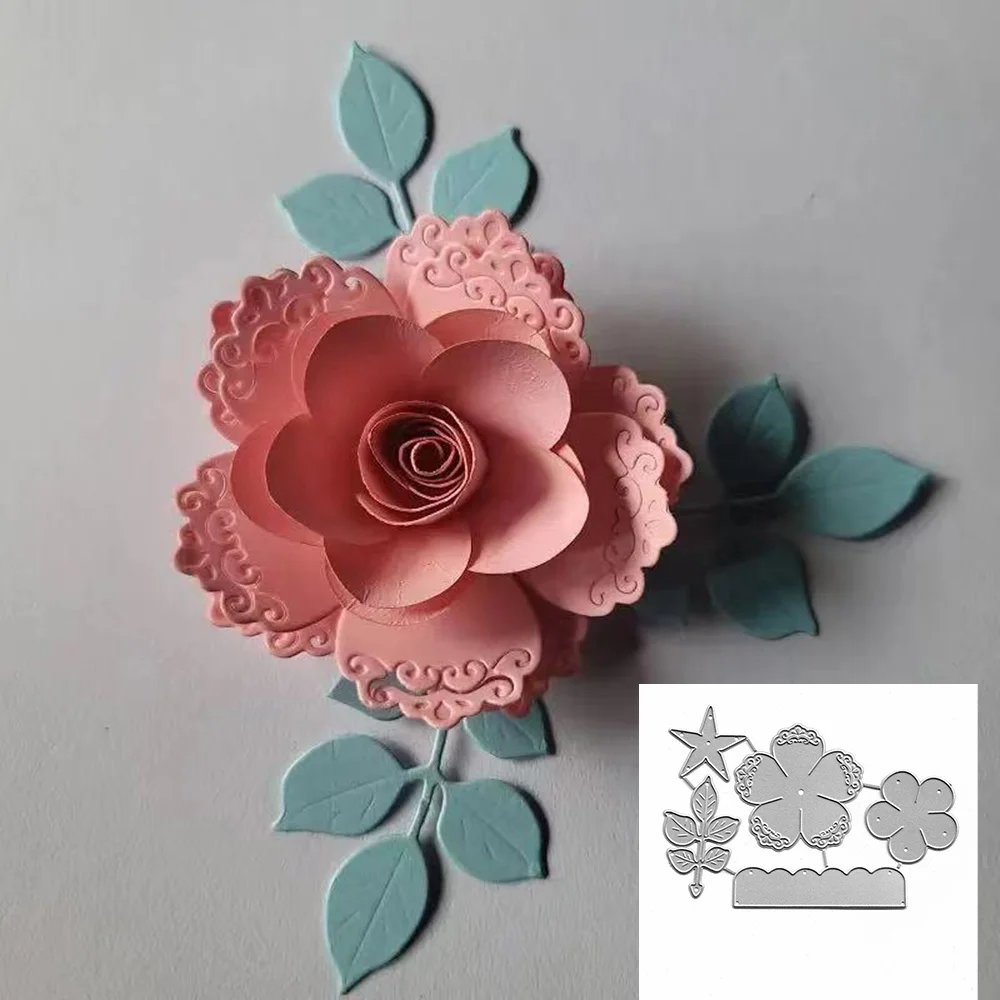 

Flowers Dies Metal Cutting Die Scrapbooking DIY Album Decor Stencil Embossing Mold Dies For Card Making Clear Stamps Paper Craft