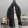 Mid-Length Men's Coat Winter Hooded New Two Pieces Korean Style Windbreaker Warm Thicken Cotton 5