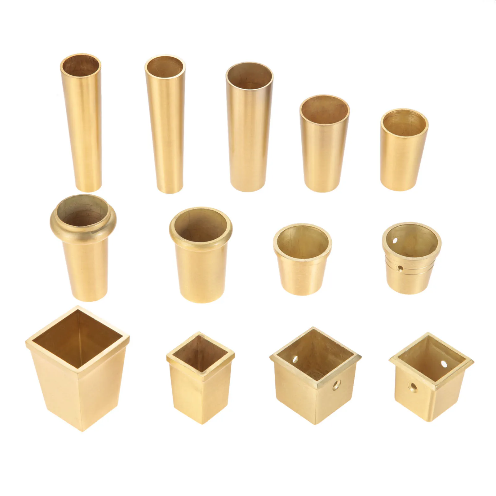 4 Pcs Furniture Leg Cover Foot Solid Copper Tip Brushed Brass Table Chair Cylinder/Cone Cap Protect Safety Bottom Safe Pad Decor