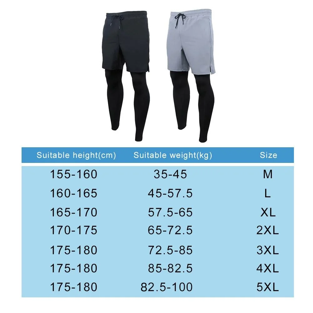 Men Sports Pants 2 In 1 Double Layer Pant Men's Sports Trousers Quick Dry Casual Pants Fitness High Running Basketball Training Elastic Pant
