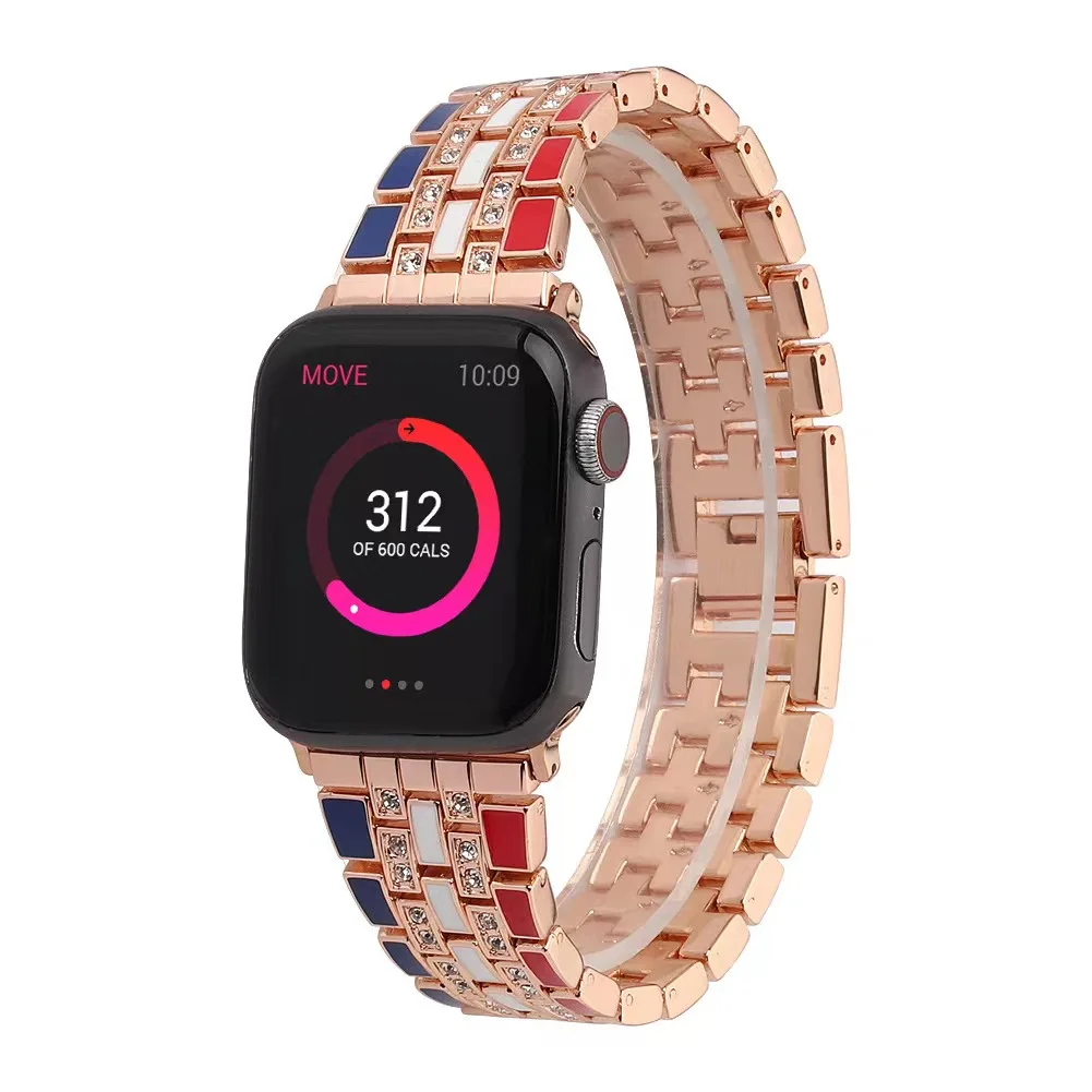 Metal＋Diamond Strap For Apple Watch UItra 49mm 8 7 45mm 41mm Stainless Steel Bracelet Band For iWatch 6 5 4 3 SE 44mm 42mm 40mm