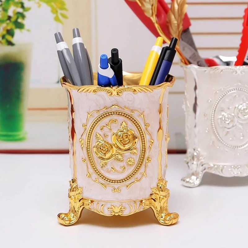 

Home Office Stationery Storage Pen Holder Cosmetic Organizer Metal Art Craft Tabletop Decor Cutlery Storage Boxes