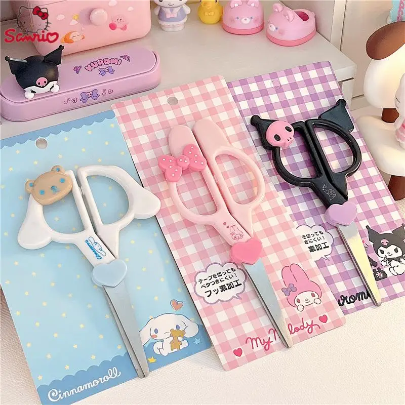 

Anime Cartoon Sanrios Accessories Hello Kittys Cinnamoroll Kuromi Kawaii Cute Student Paper Cutting Handbook Scissors Kids Gifts