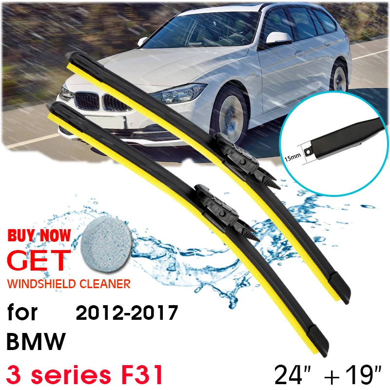 

Car Window Windshield Rubber Silicon Refill Wiper For BMW 3 series F31 2012-2017 LHD / RHD 24"+19" Car Accessories