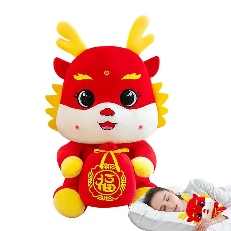 

Набивной китайский дракон, набивной дракон, плюшевый дракон с иероглифом фу, подарки на китайский новый год, семейный праздник весны